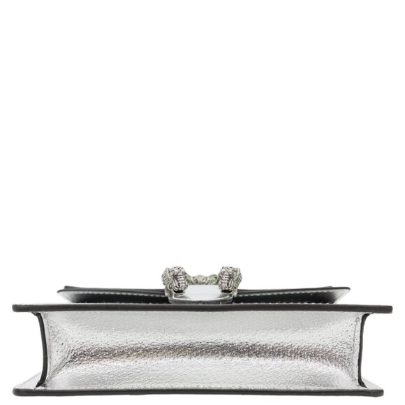 Gucci  Dionysus Super Mini Metallic Leather Crossbody Bag Silver 476432 - Picture 8 of 10